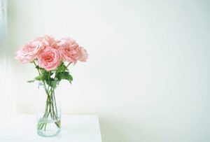 ピンクの花瓶のバラ