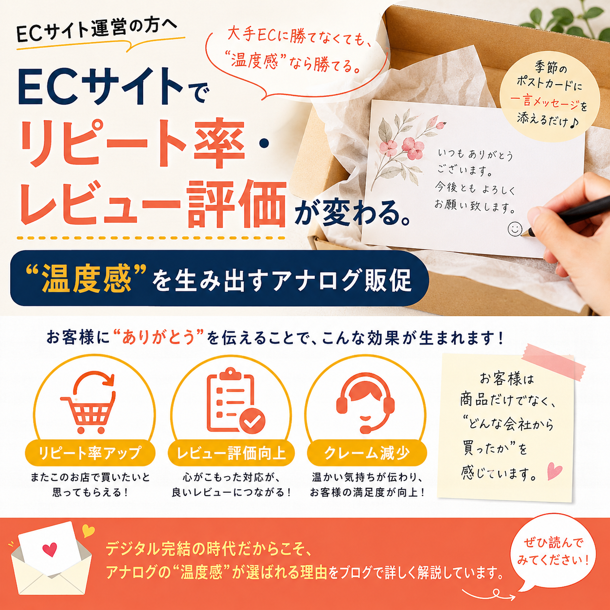 ECサイトでリピート率・レビュー評価が変わる。“温度感”を生み出すアナログ販促