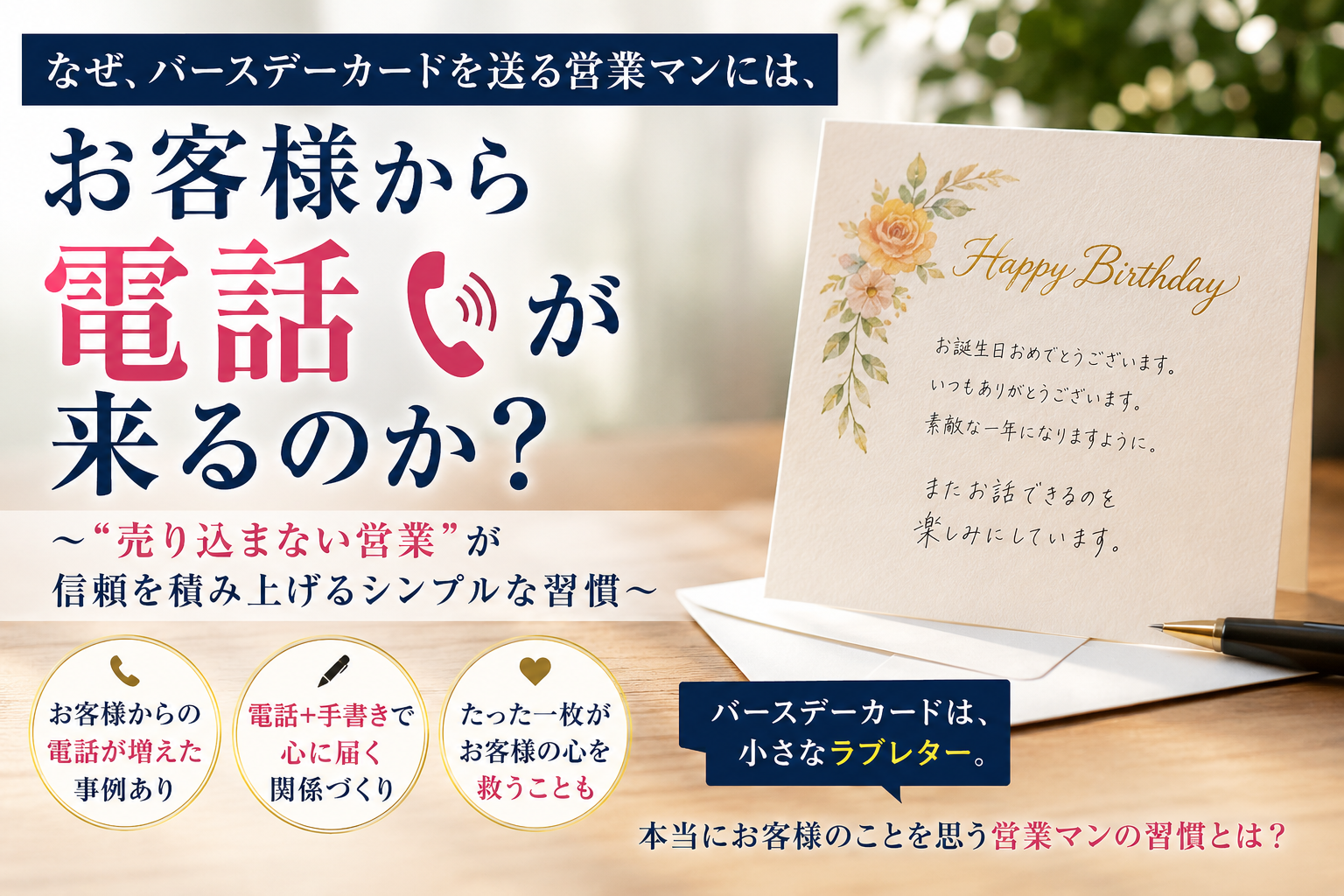バースデーカードを送る営業マンには、お客様から電話が来るのか